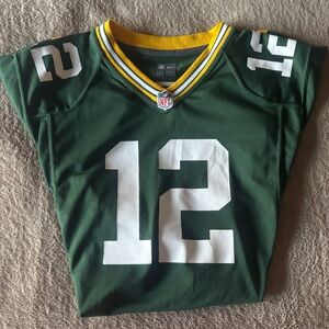 Aaron Rodgers #12 Green Football Jersey Kids Size Large